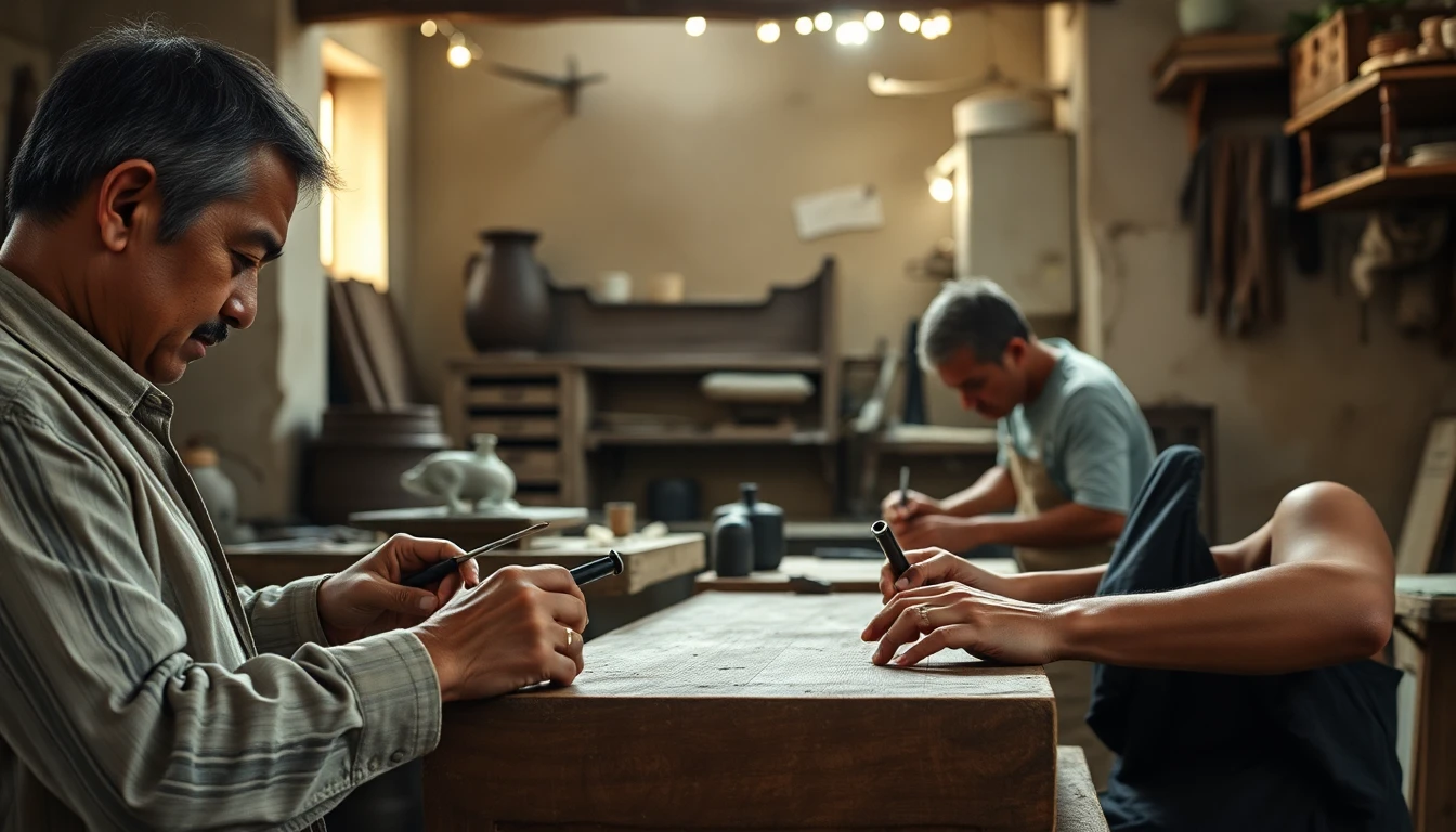 Artesanos trabajando en taller tradicional